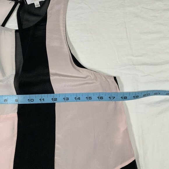 Wilfred ARITZIA sz S 100% Silk Pink Black Color Block Semi-Sheer Crepe Tank Cami - Picture 3 of 10